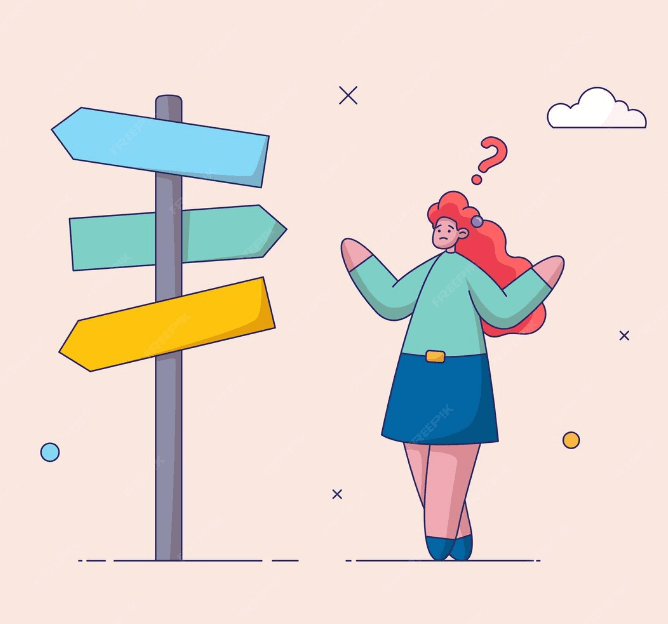 Person looking at directional signpost wondering how to proceed